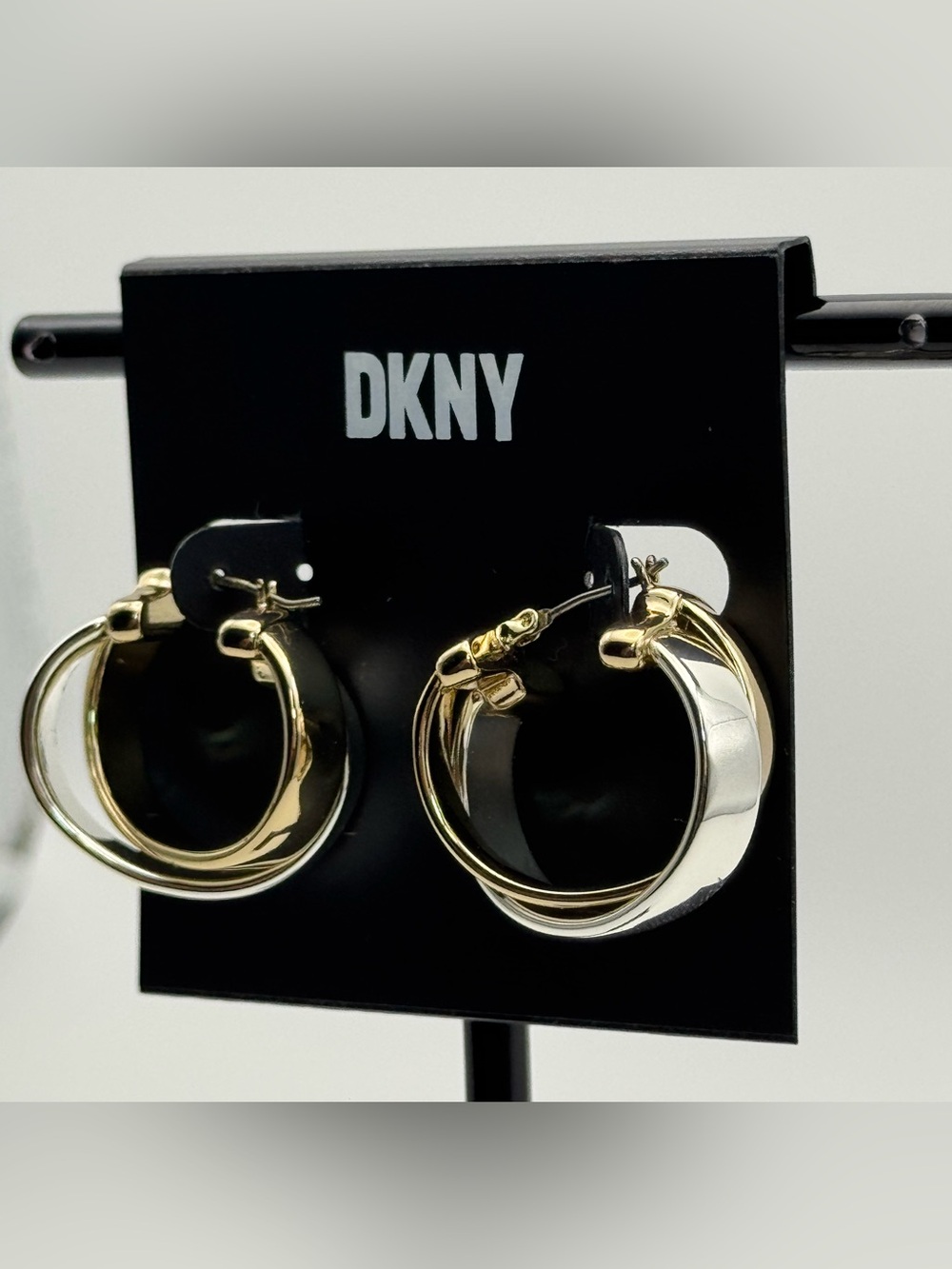 DKNY Two-Tone Gold and Silver Twist Hoop Earrings